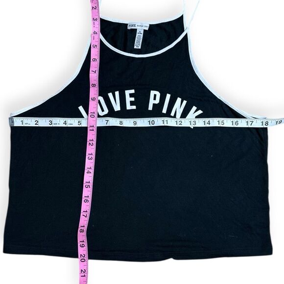 PINK VICTORIA’S SECRET SUPER SOFT Women’s Black and White Trim High Neck Crop Ta - Picture 5 of 5